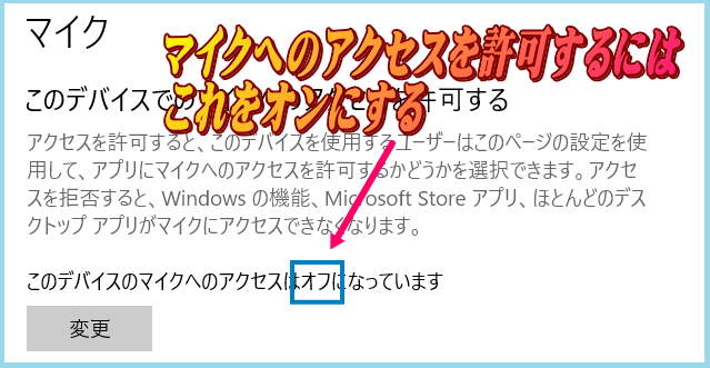 マイクへのアクセスを許可する